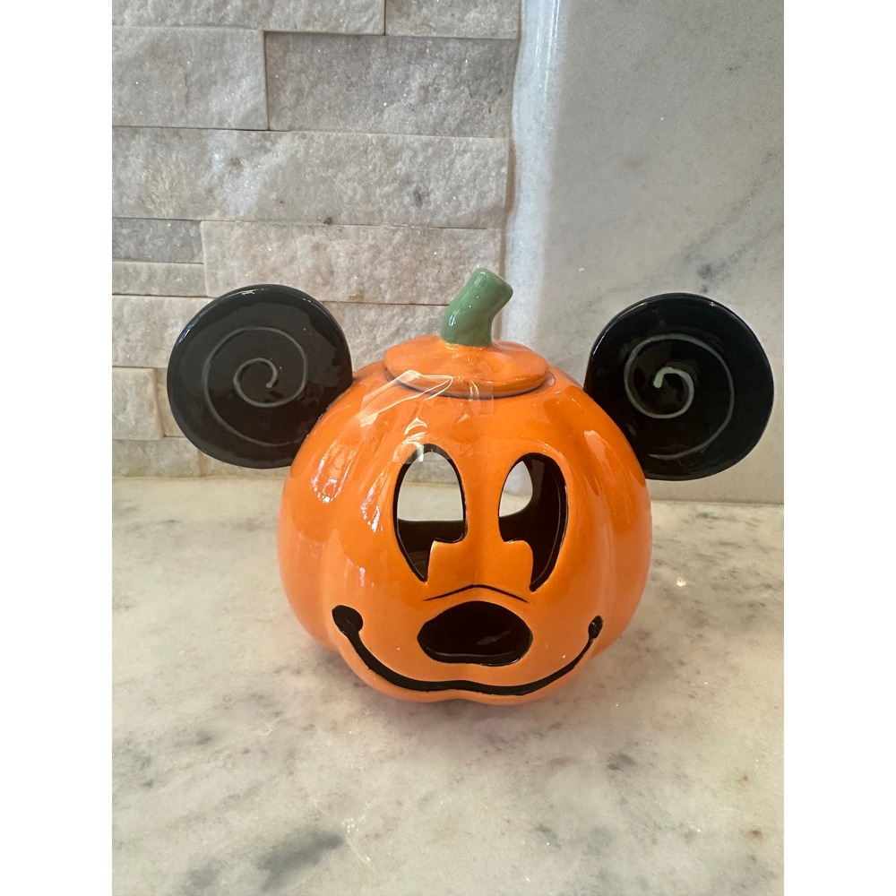 Disney Mickey Mouse Pumpkin Ceramic Tea Light Holder Halloween Zrike Brands